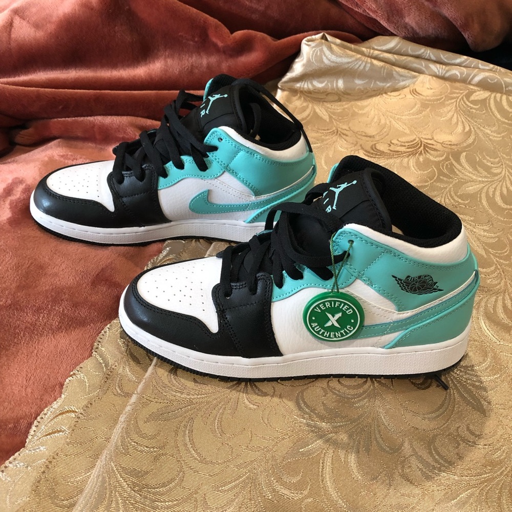 Jordan Athletic Shoes in Black, White, and Teal